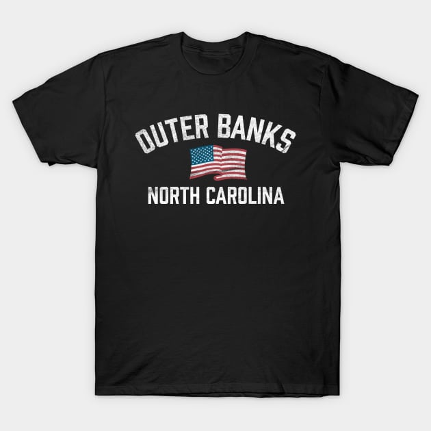 Outer Banks OBX - North Carolina - American Flag T-Shirt by TGKelly